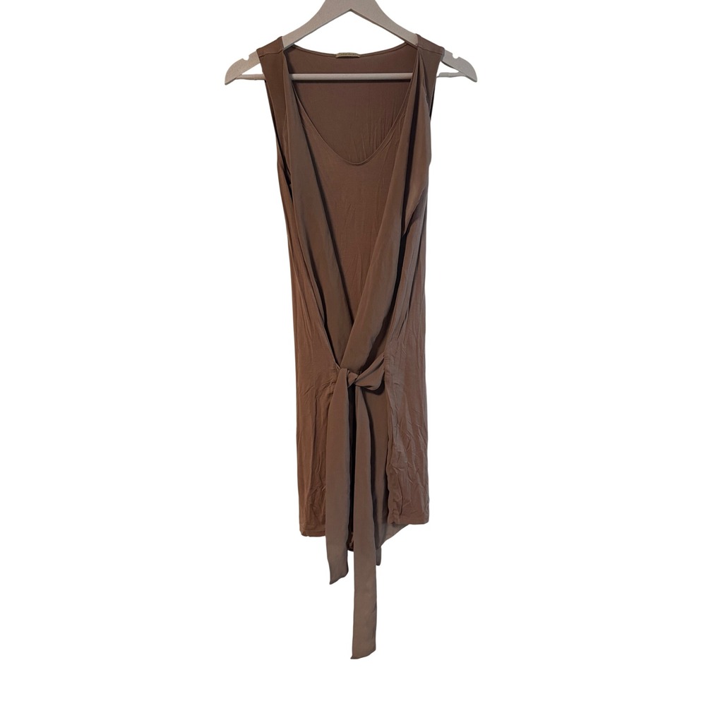 Intimissimi Wrap Dress Taupe Modal Blend Draped Tie Front Sleeveless Medium